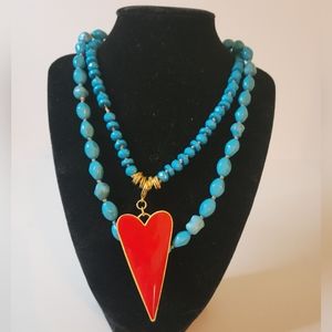 Plunder Yasminda Necklace Turquoise and Red Heart
